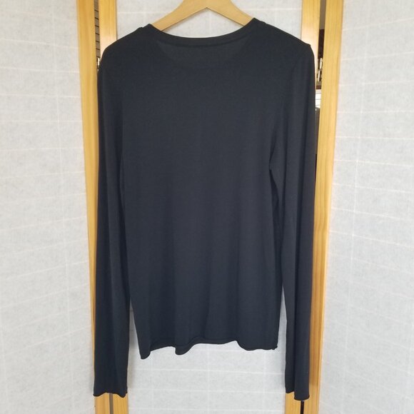 Paper Label Lisa Top Black Wool Blend Base Layer Long Sleeve Tee Size XL - Picture 8 of 8